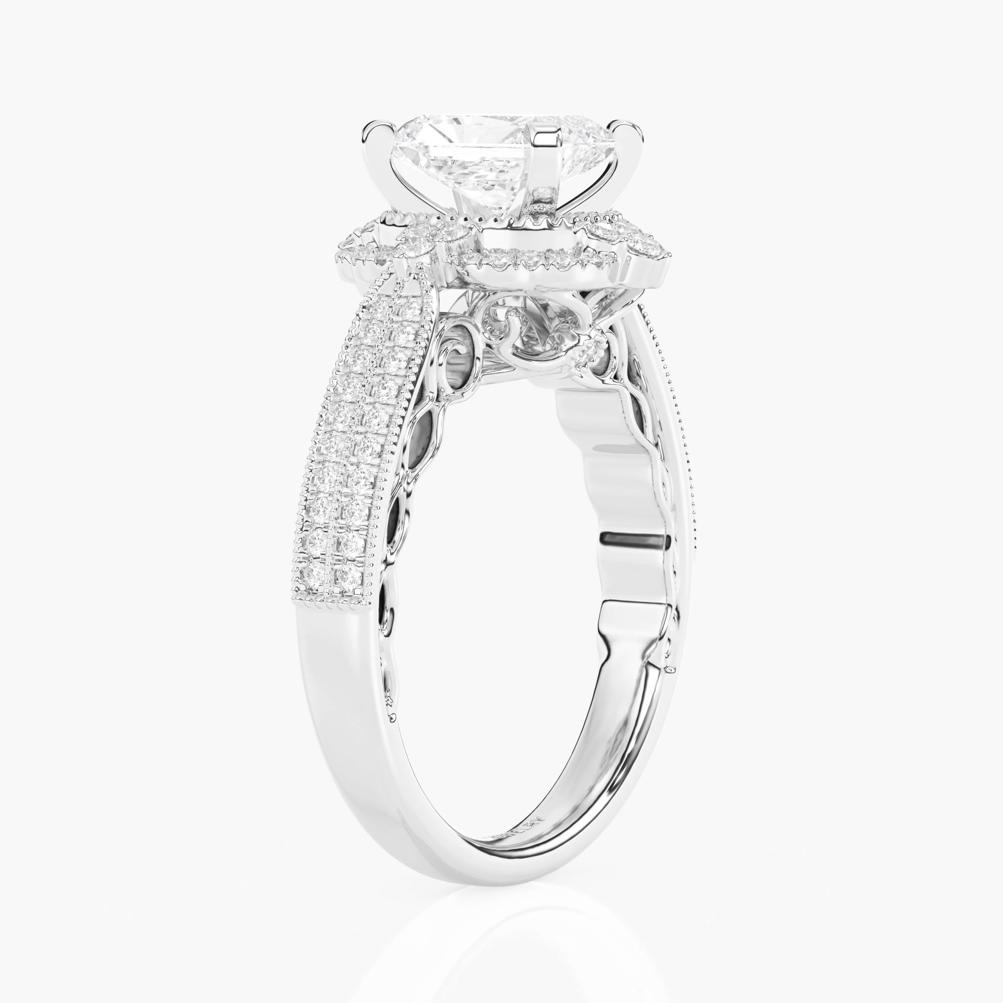 Side view 1 of The Calandra - Radiant - 14k White Gold