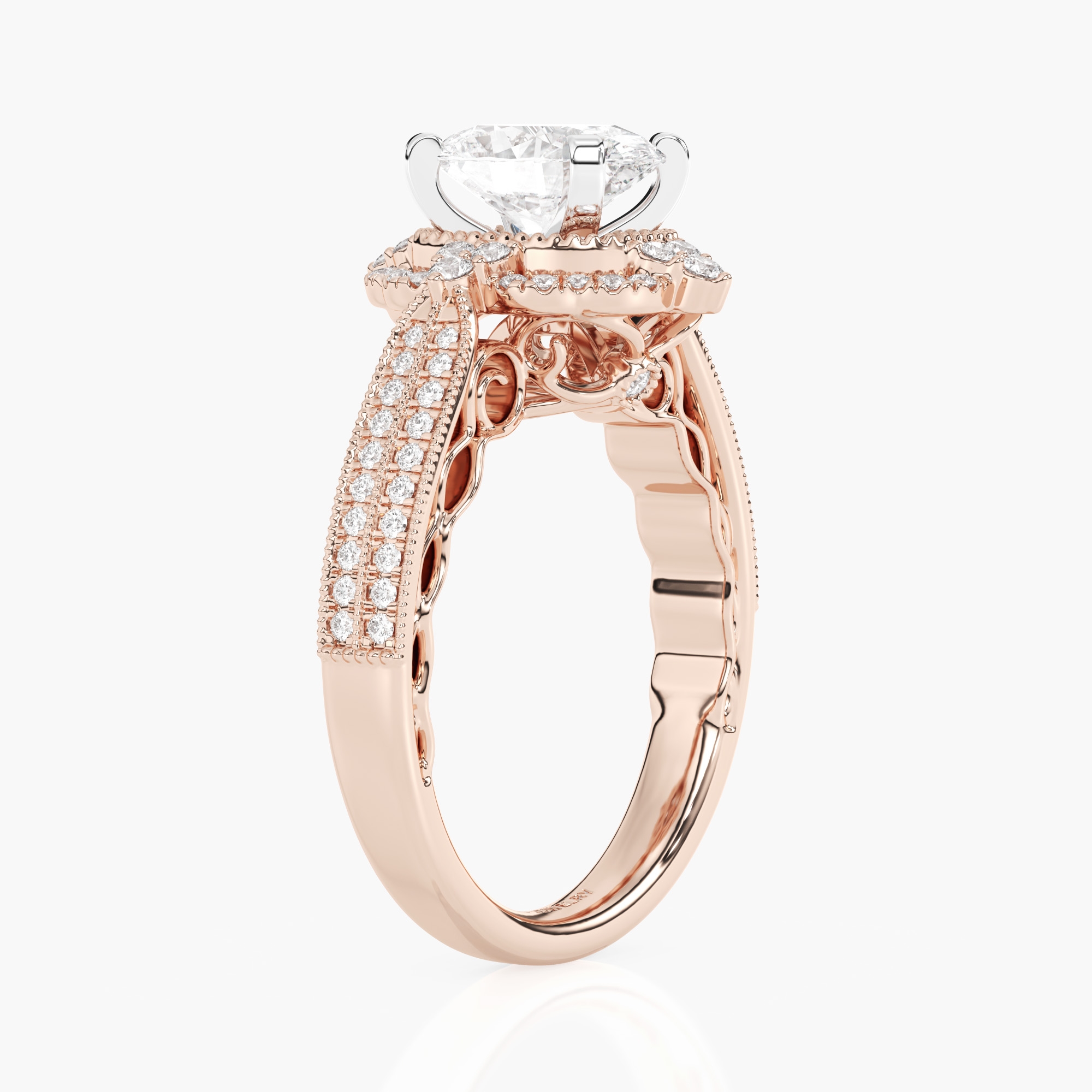 Side view 1 of The Calandra - Oval - 14k Rose Gold