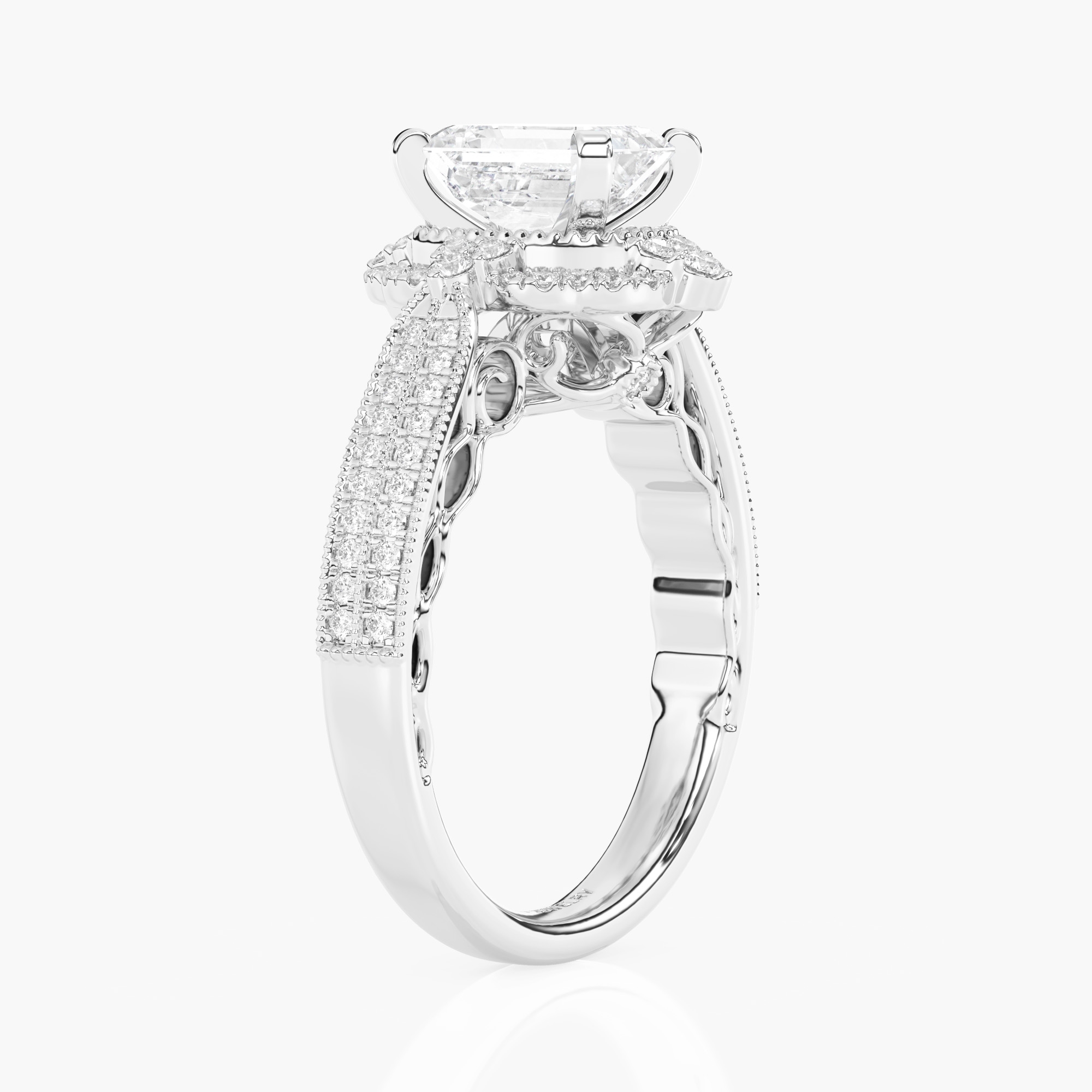 Side view 1 of The Calandra - Emerald - 14k White Gold