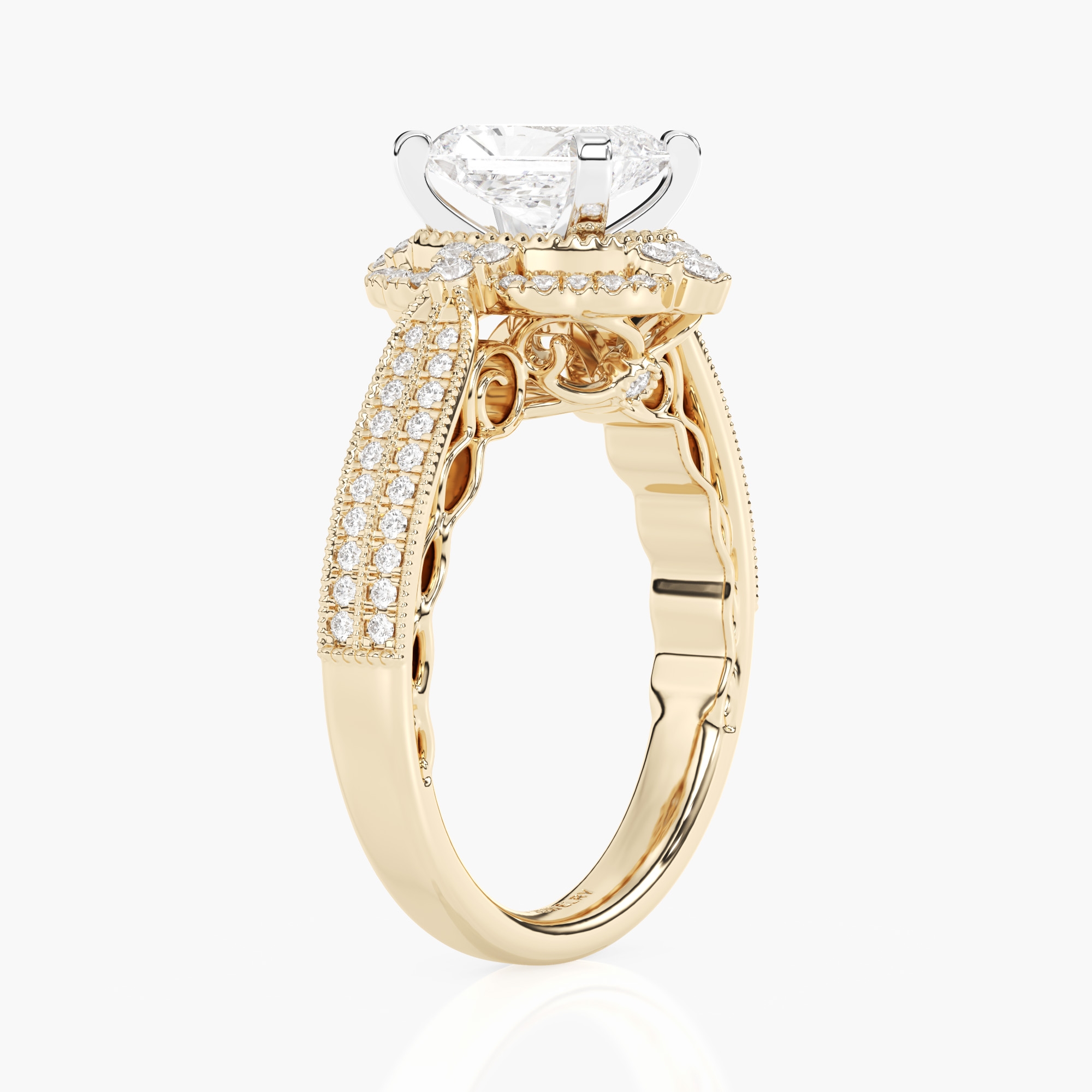 Side view 1 of The Calandra - Radiant - 14k Yellow Gold