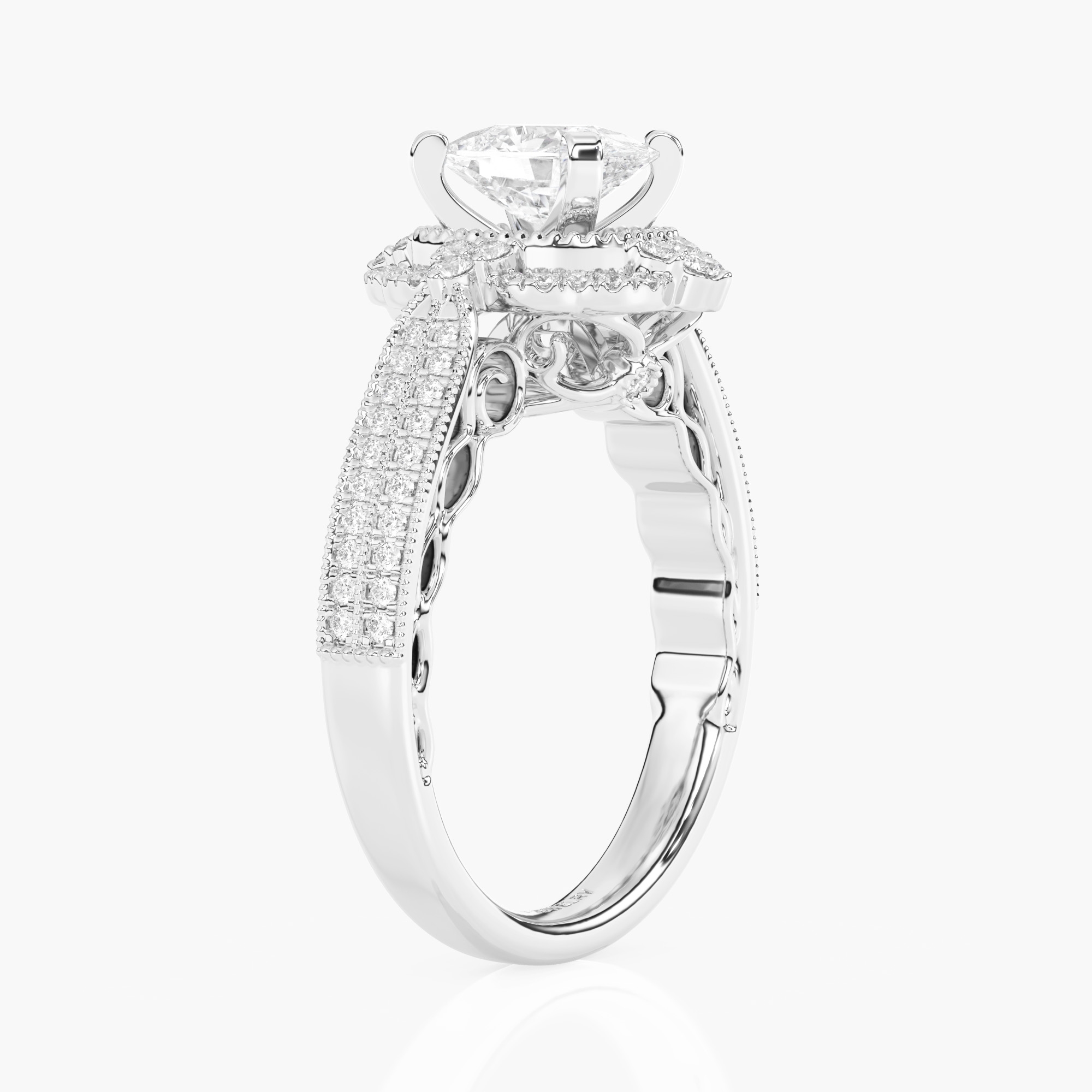 Side view 1 of The Calandra - Cushion - 14k White Gold