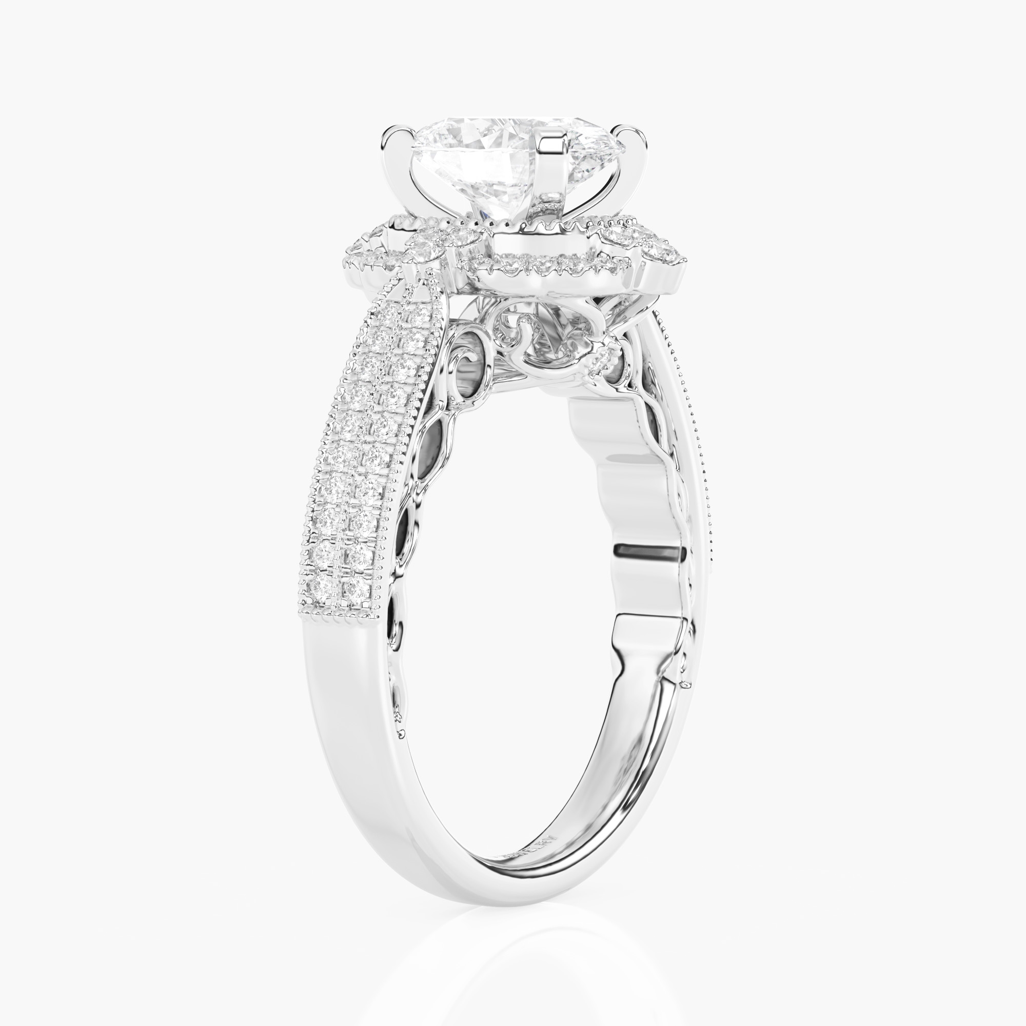 Side view 1 of The Calandra - Oval - 14k White Gold