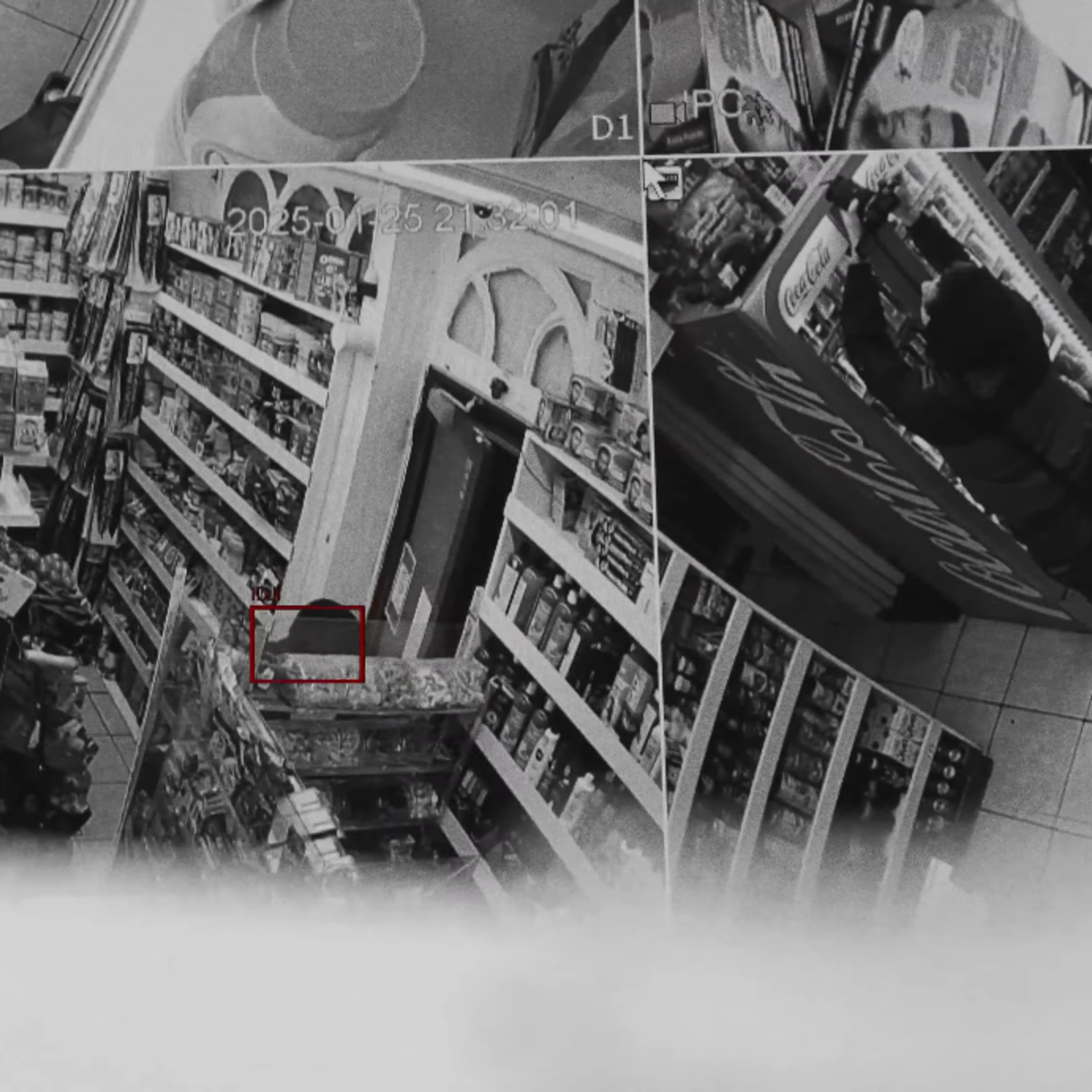 plan caméra de magasin avec un détecteur de visage