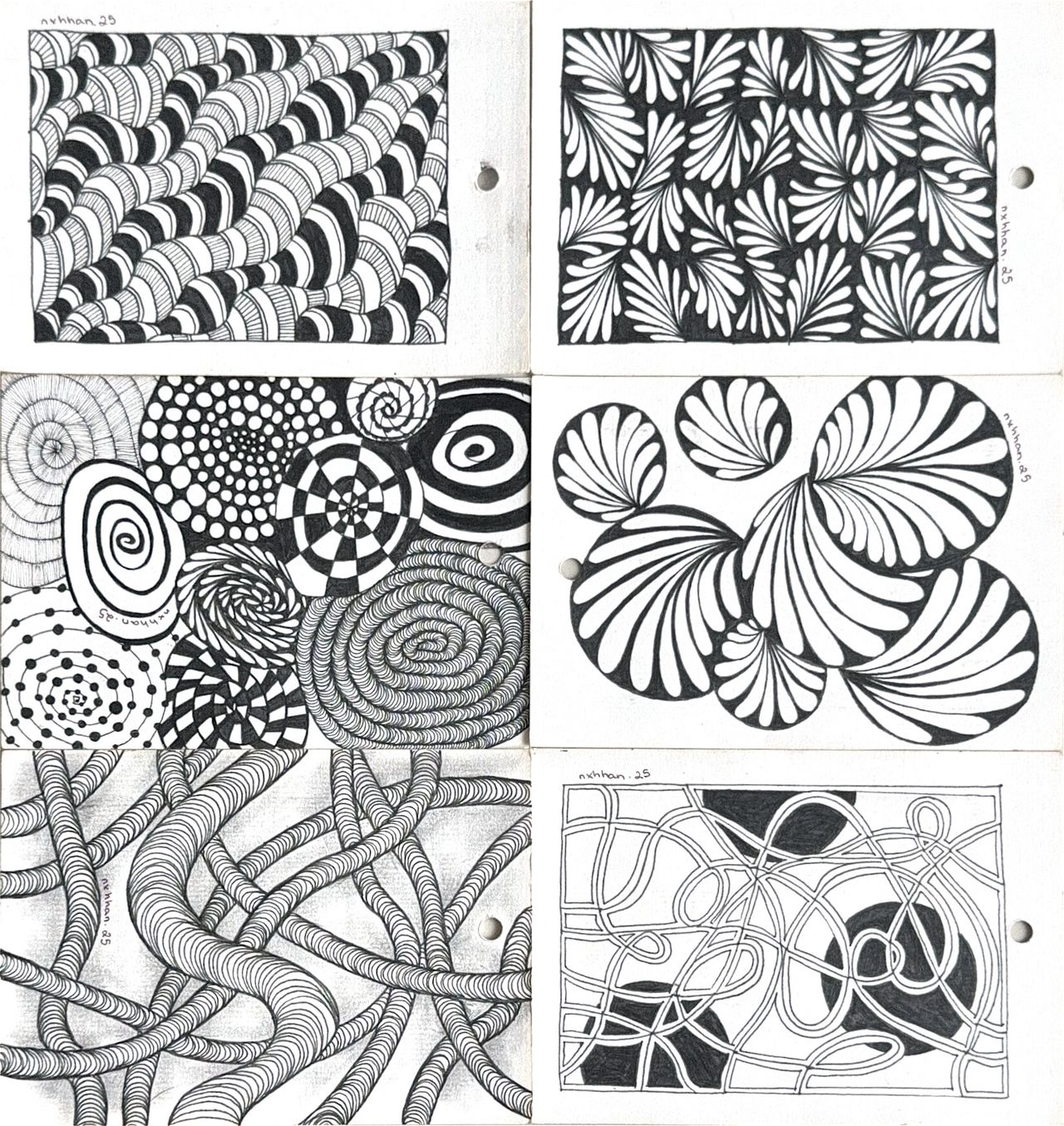 SỬA: Bộ 6 bức zentangle