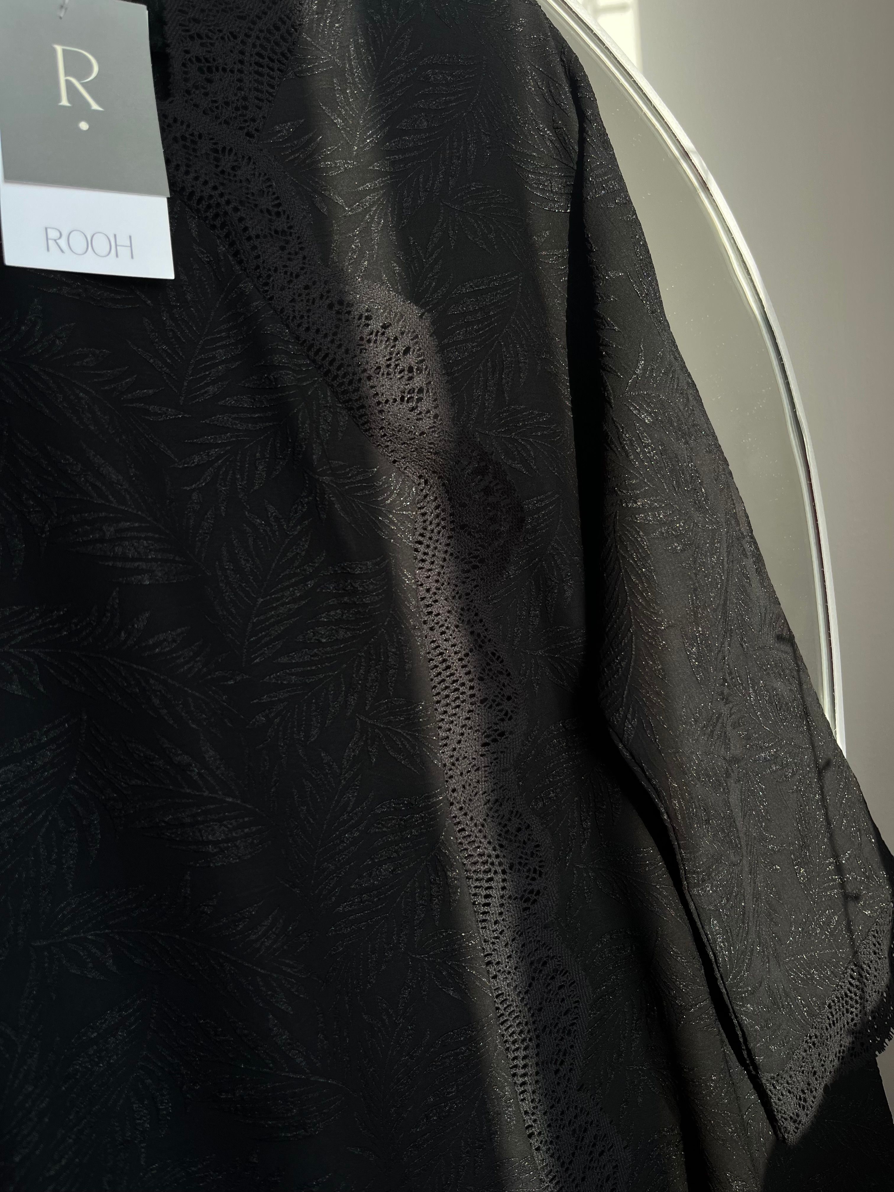Serene Black Lace Abaya - View 4