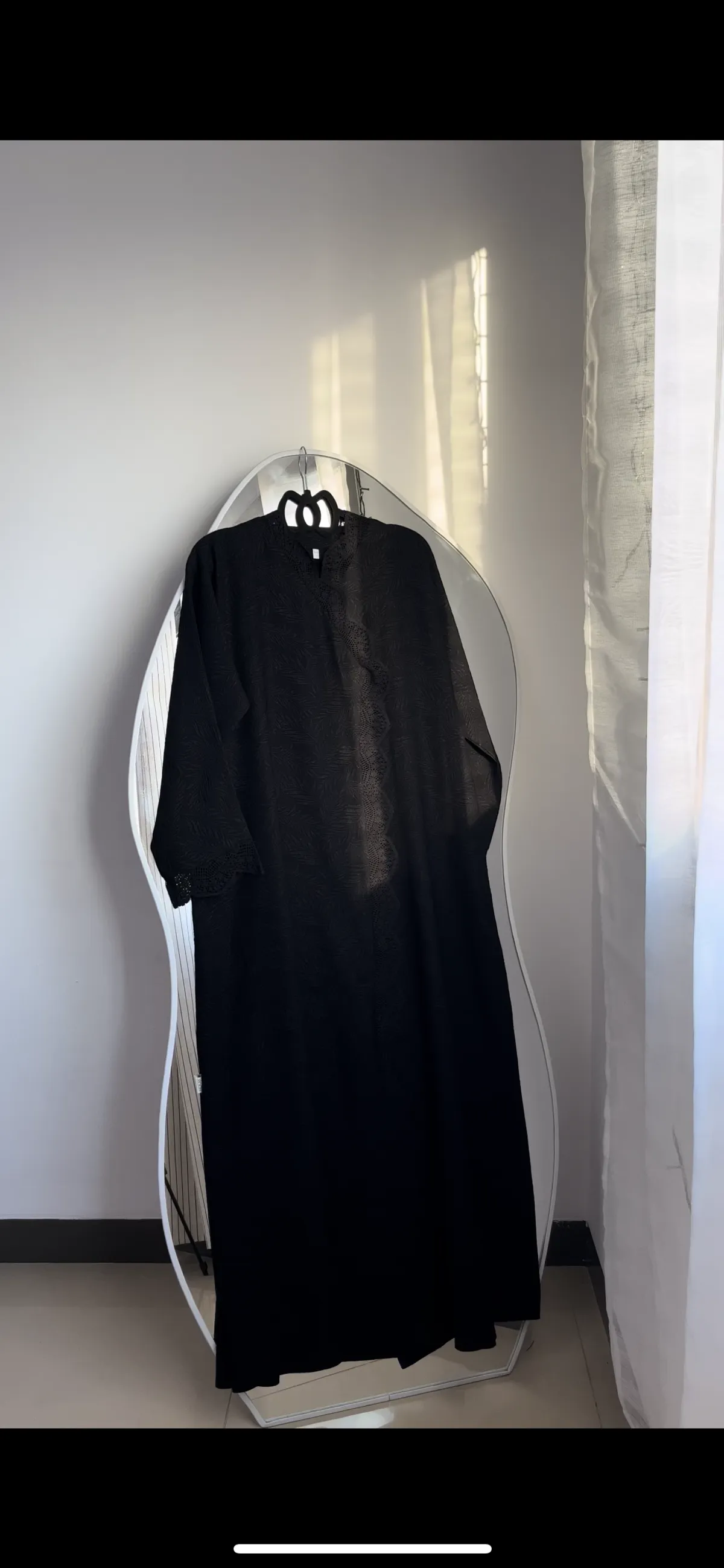 Serene Black Lace Abaya - View 2
