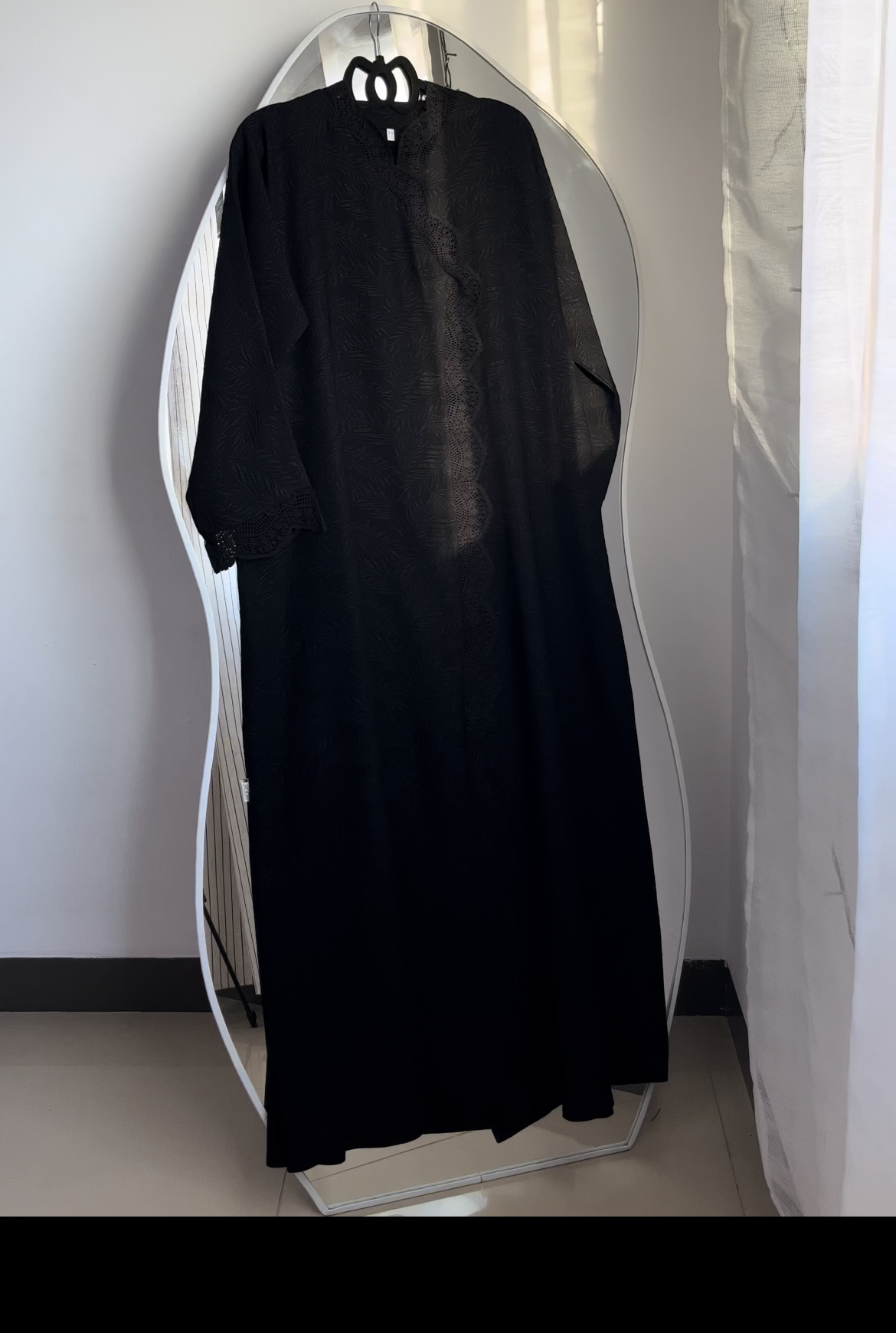 Serene Black Lace Abaya - View 2