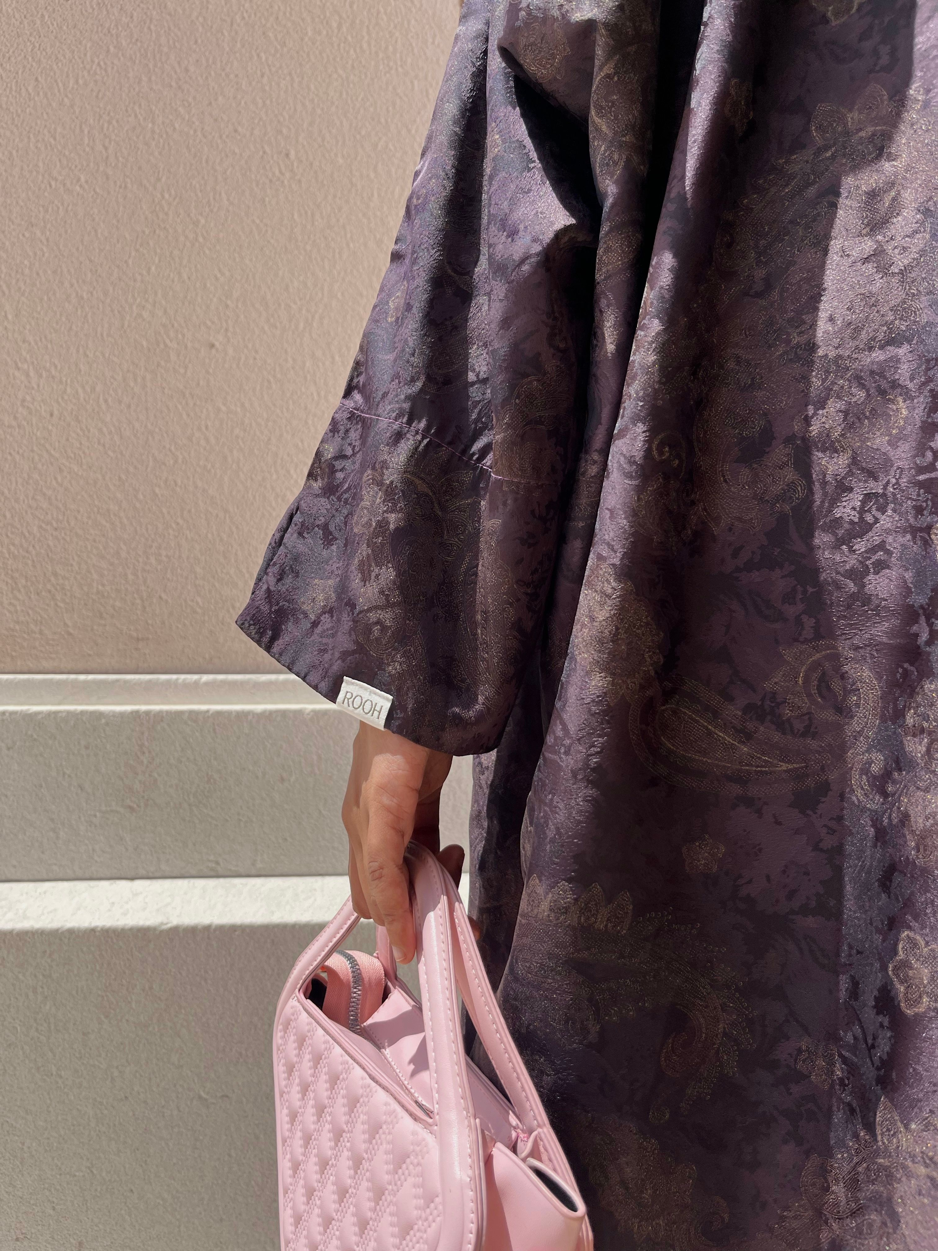 Plum Paisley Premium Abaya - View 3