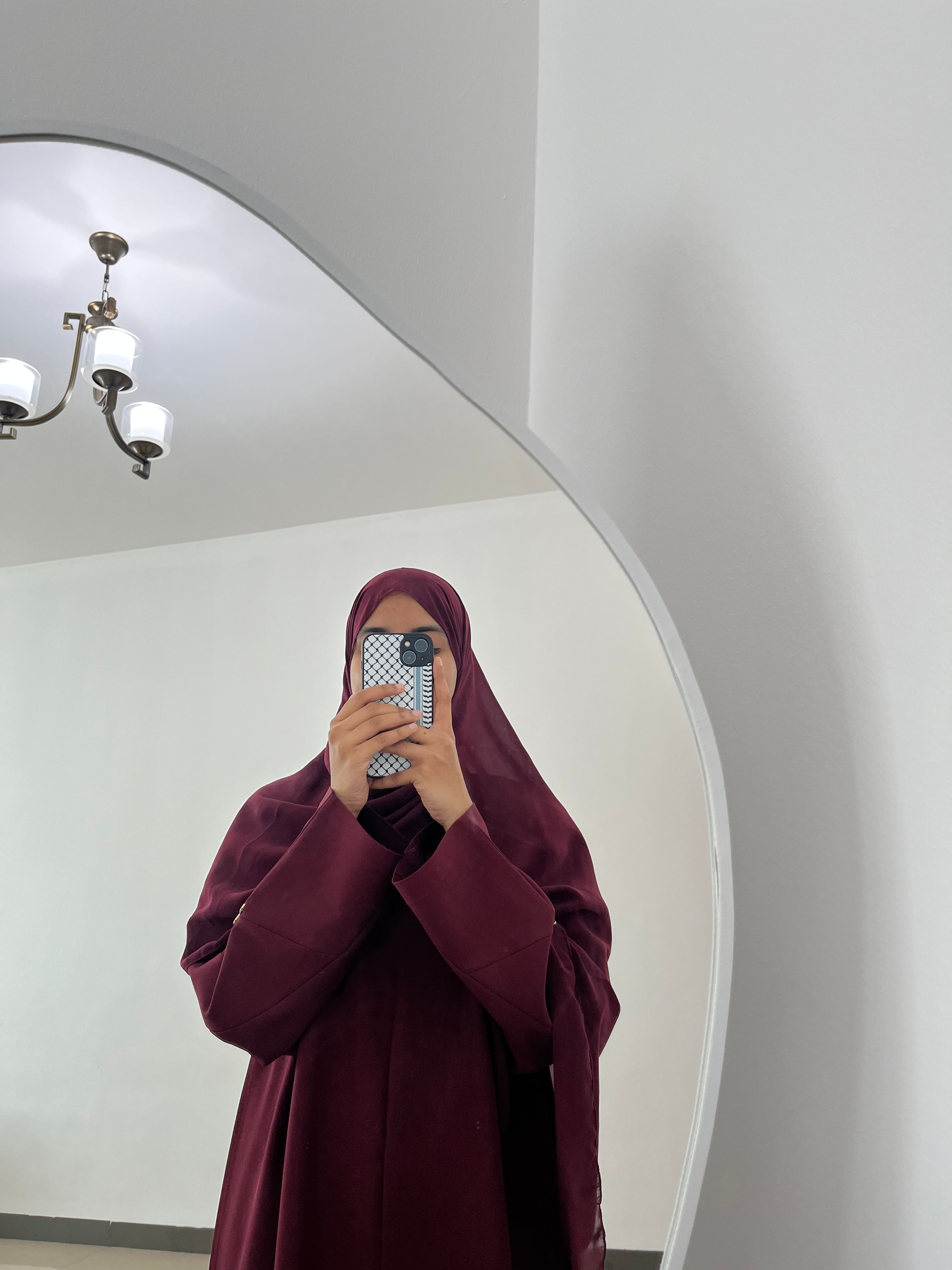 Classic Burgundy Bloom Abaya
