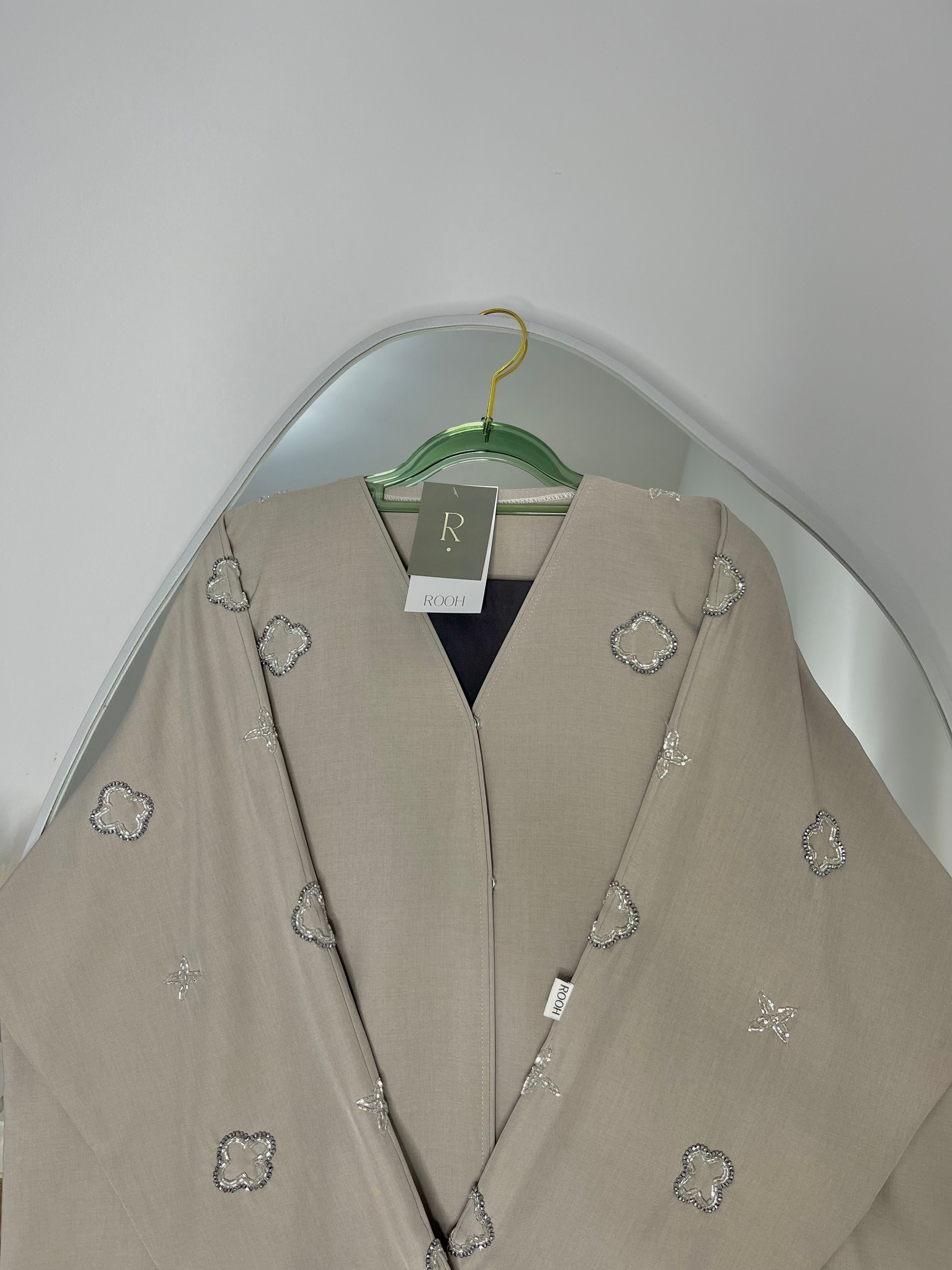 Dove Grey Silver Bloom Abaya  - View 3