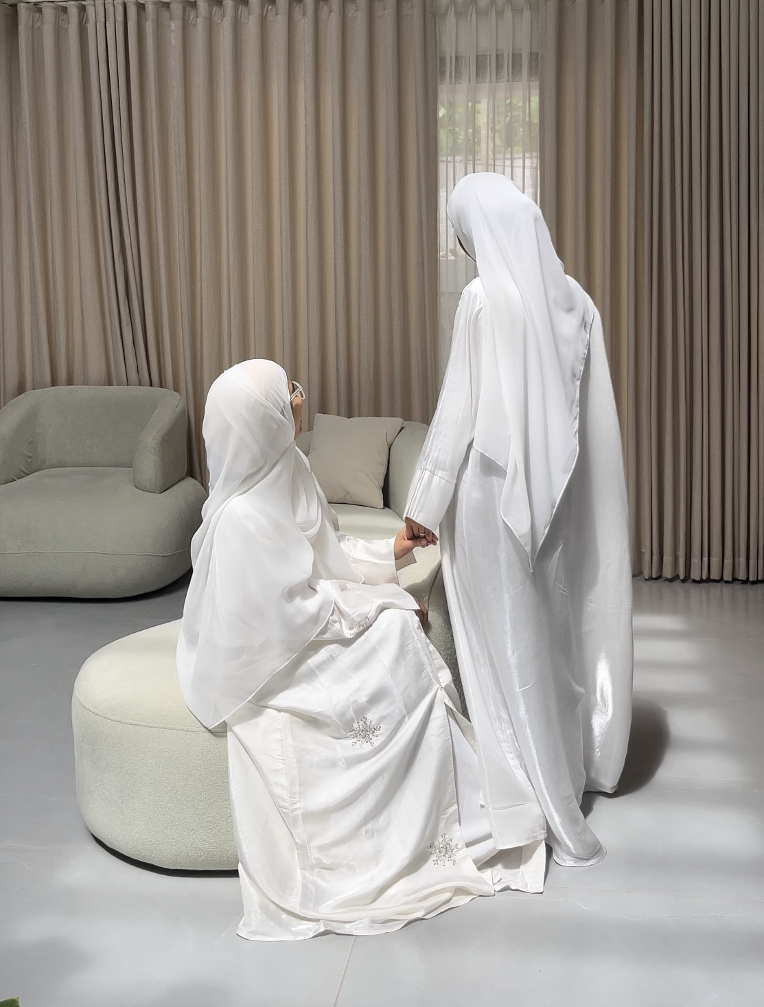 White Shimmer Premium Abaya - View 3