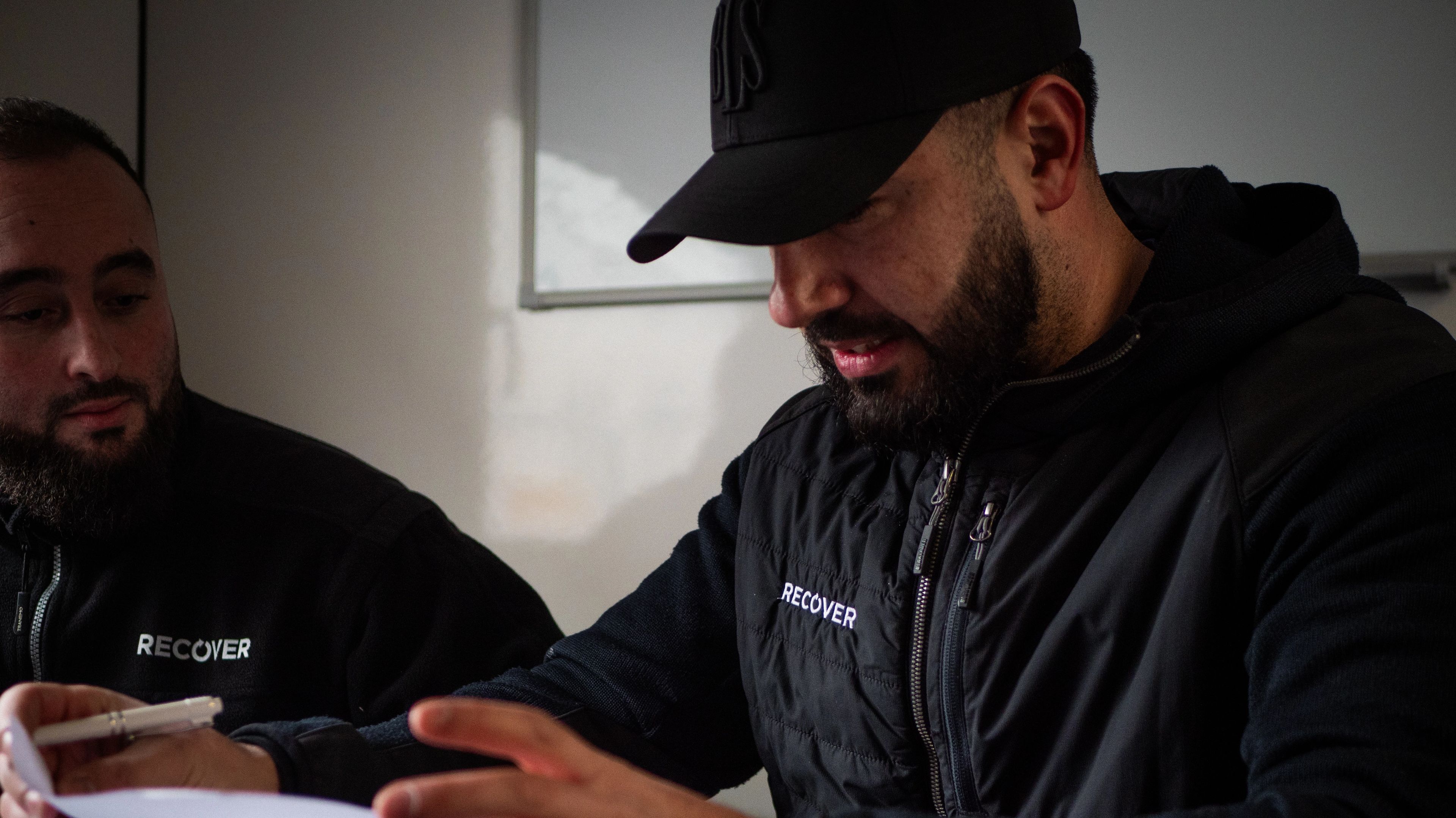 technician working with checklist