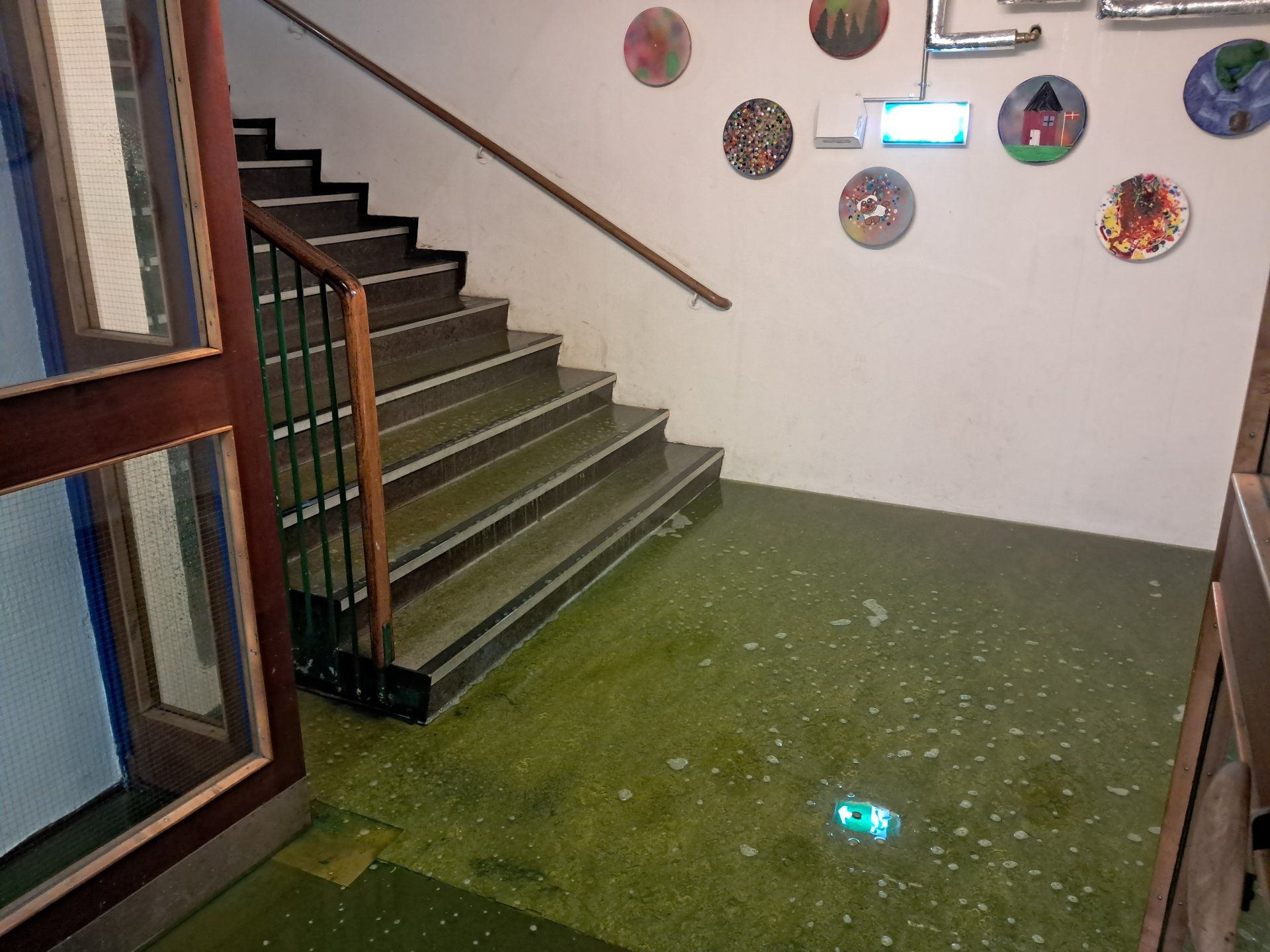 property inspection in building stairwell