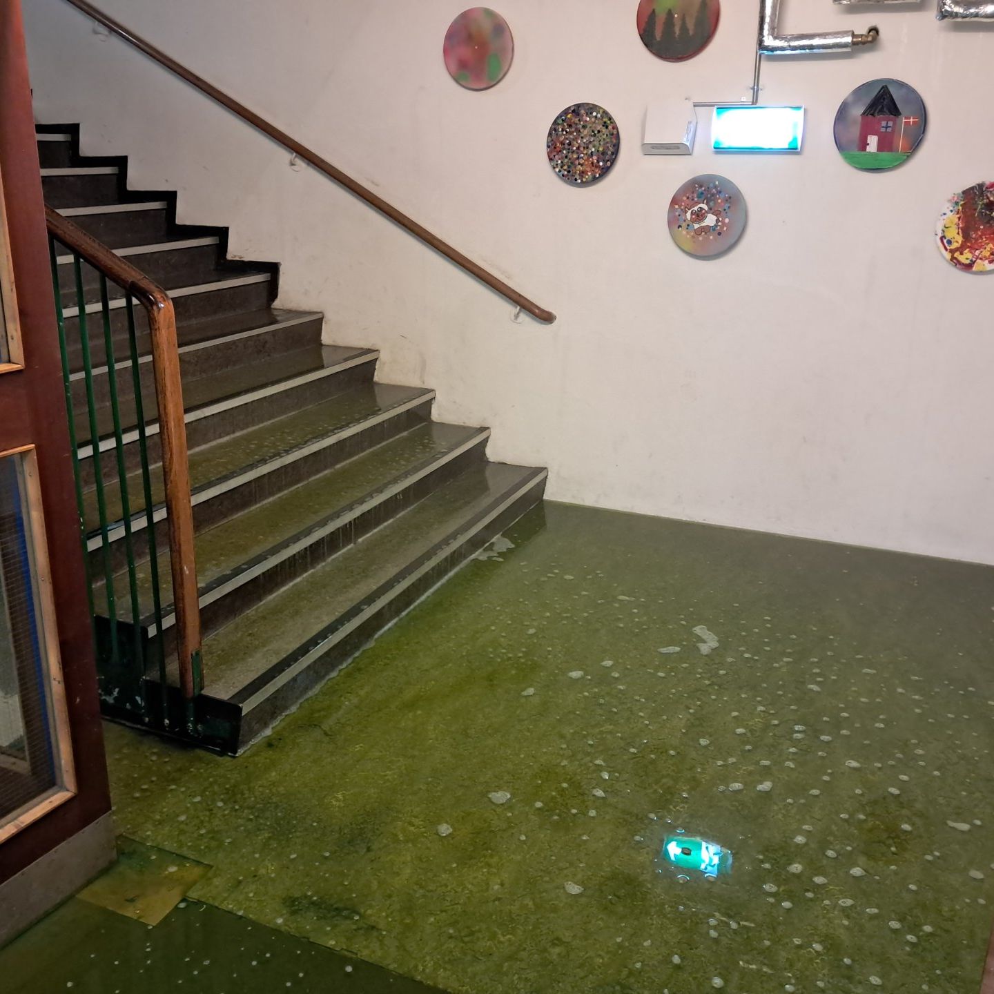 property inspection in building stairwell