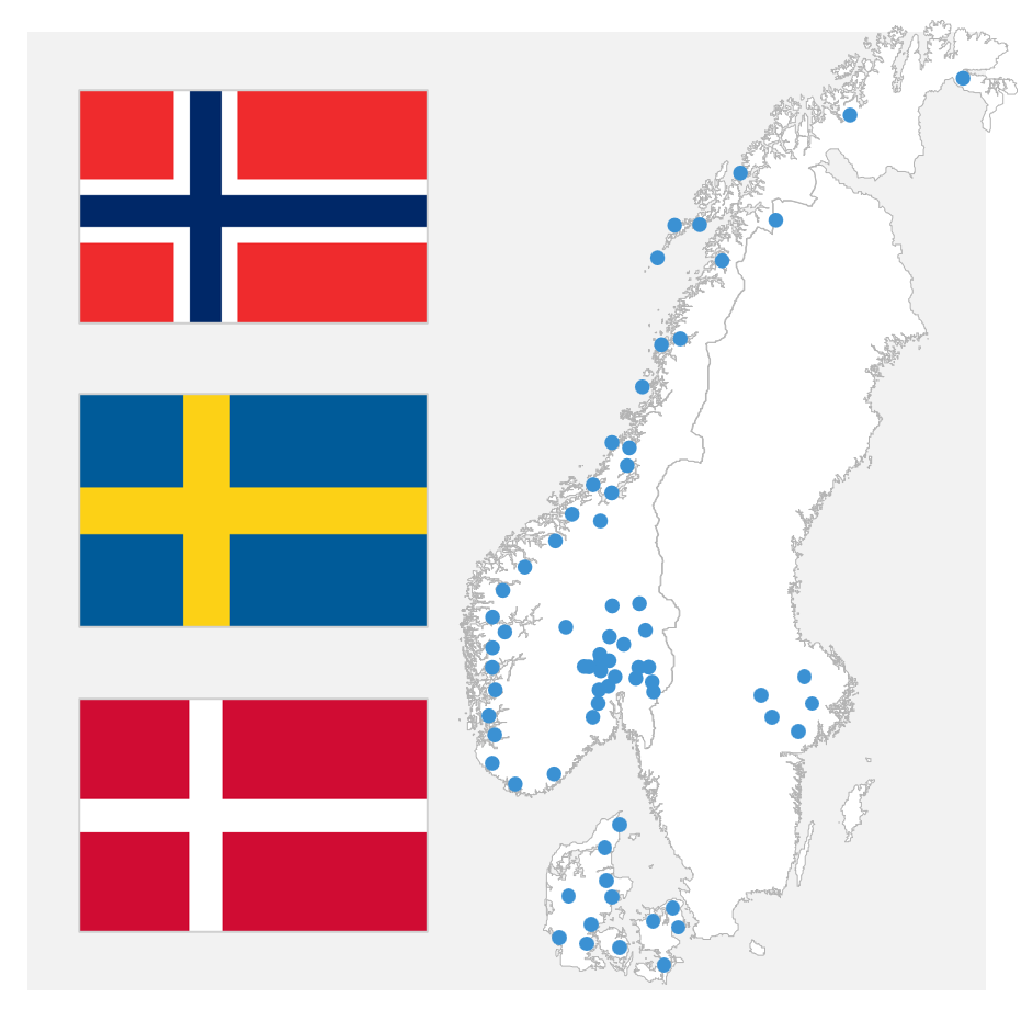 map of Nordic countries showing Recover Group presence