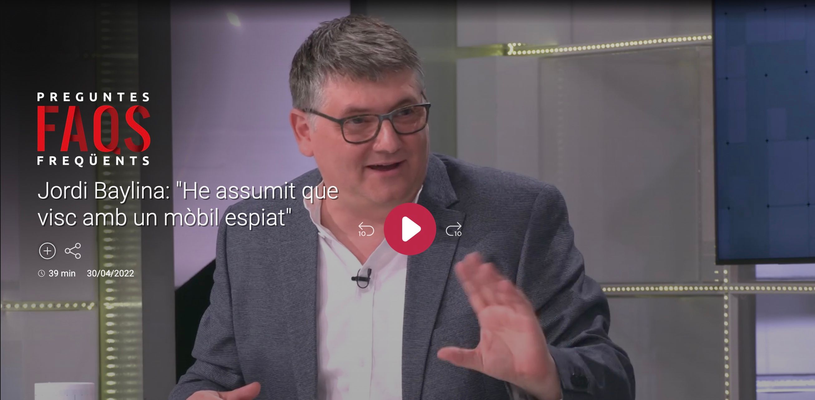 Jordi Baylina interview - He assumit que visc amb un mòbil espiat