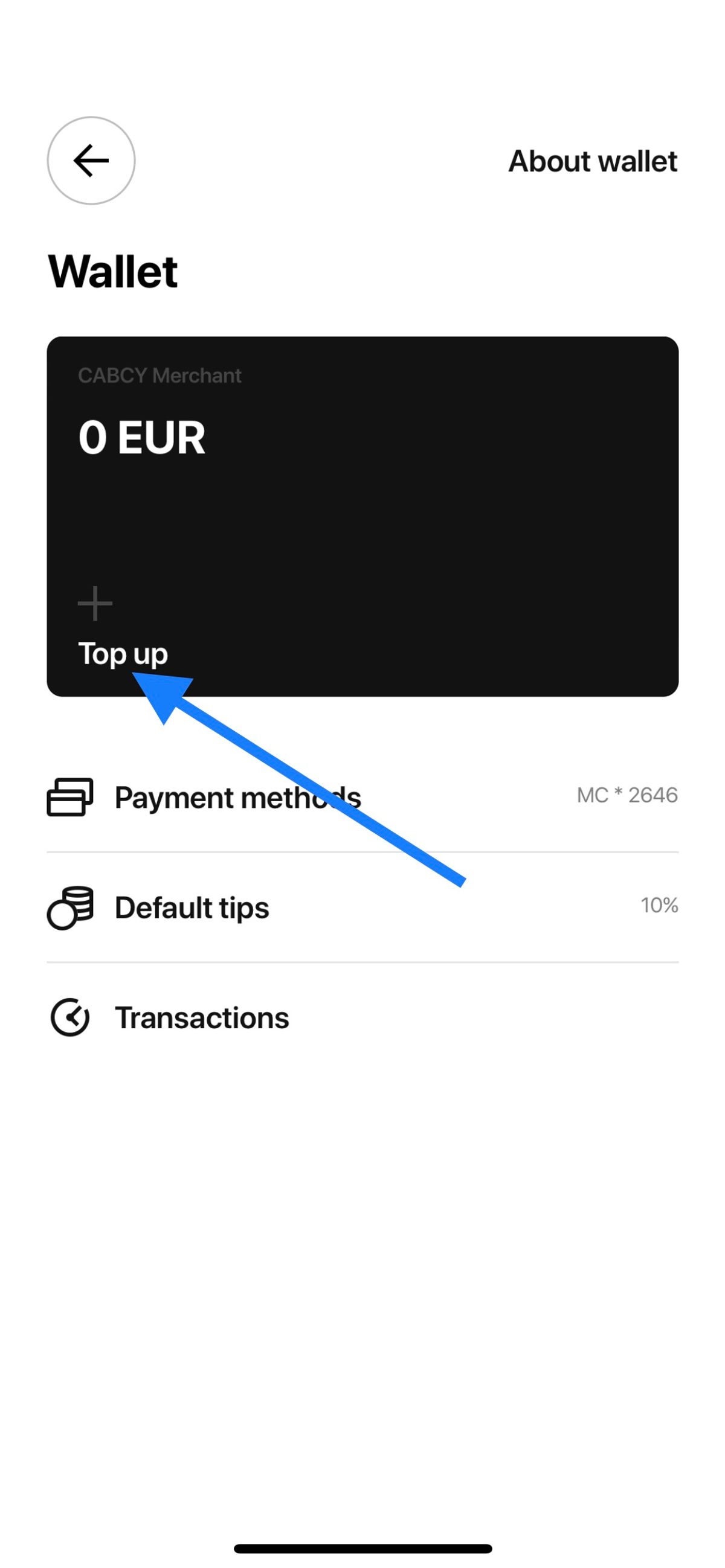 How to top up wallet in cabcy app
