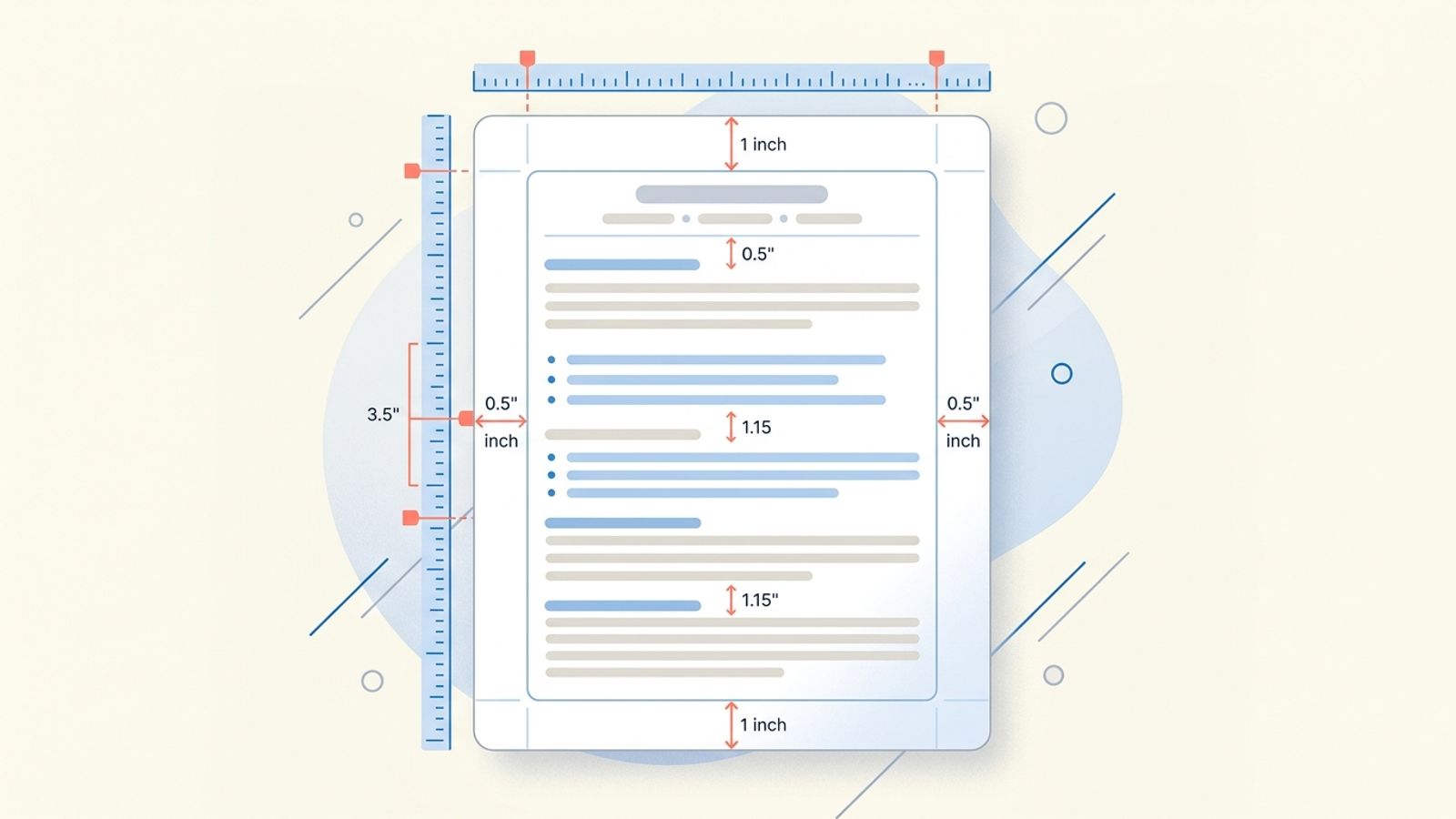Resume margins and spacing: document with visible margin guides and proper whitespace