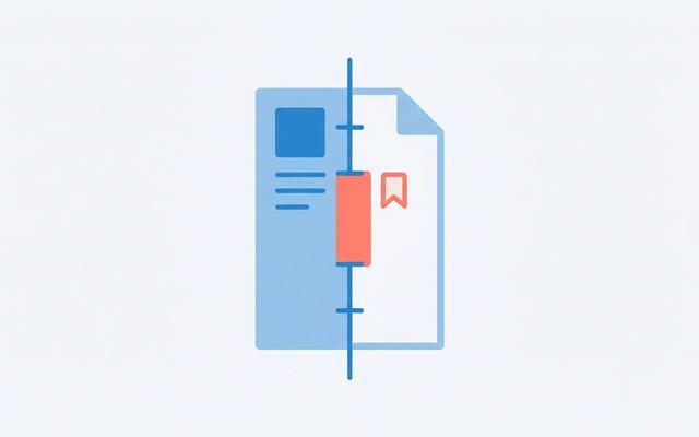 Abstract illustration of a resume document with a labeled career break highlighted on a continuous date timeline in soft blue and coral on a light background