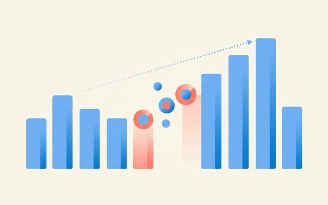 Abstract illustration of two bar charts with a gap between them and connecting skill dots, representing a skill gap analysis