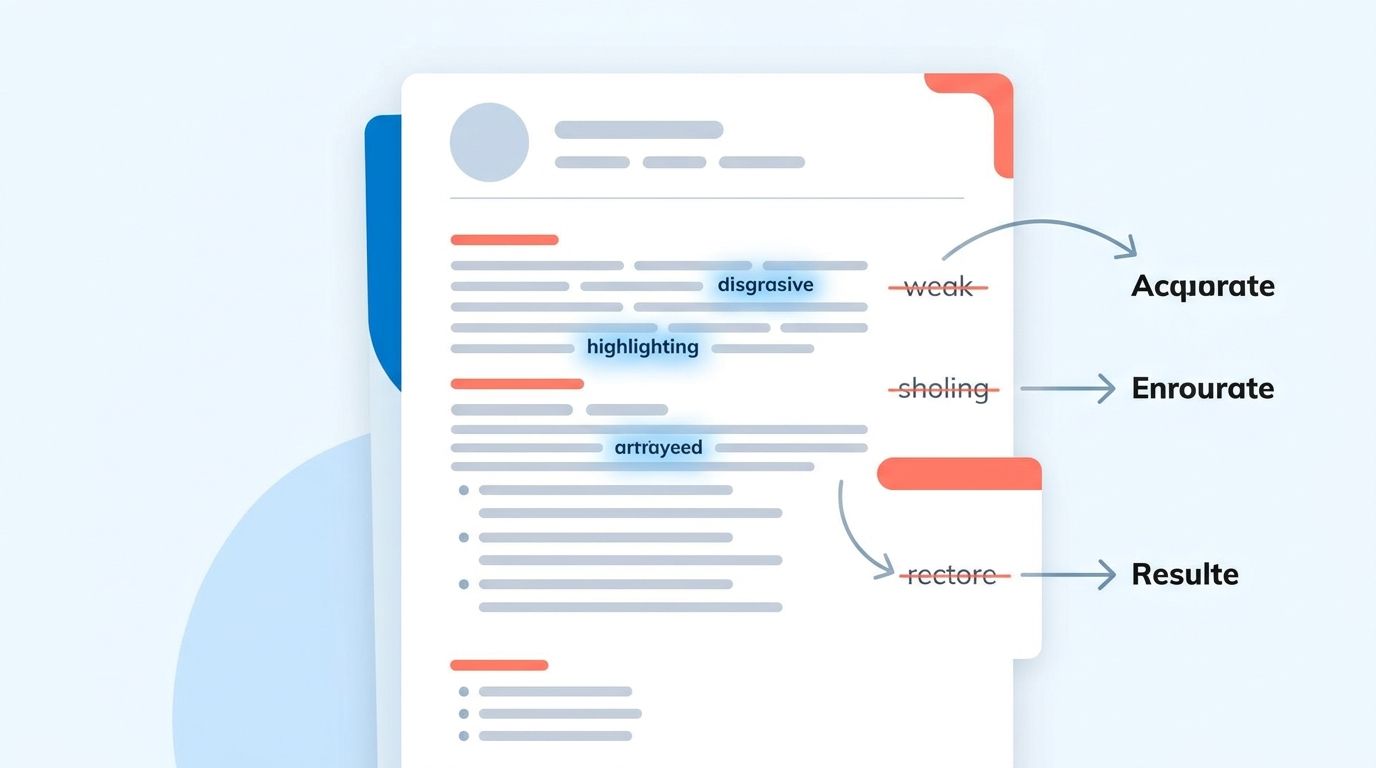 Resume with weak verbs being crossed out and replaced with strong action words