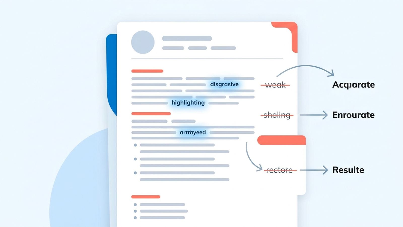 Resume with weak verbs being crossed out and replaced with strong action words