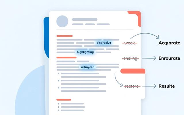 Resume with weak verbs being crossed out and replaced with strong action words