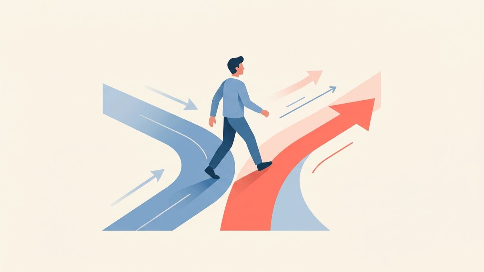 Career change guide: illustration of paths diverging symbolizing career transition