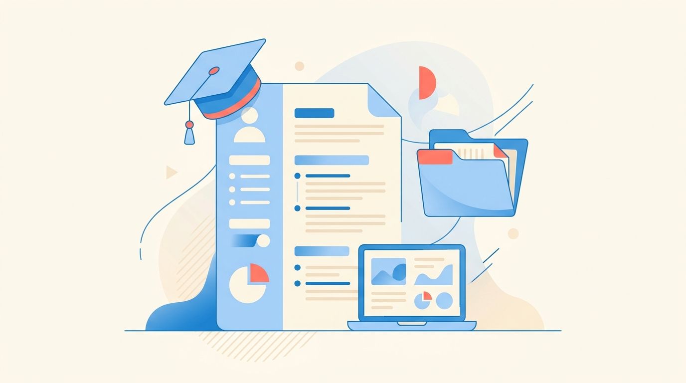 Internship resume example: resume with graduation cap and project icons