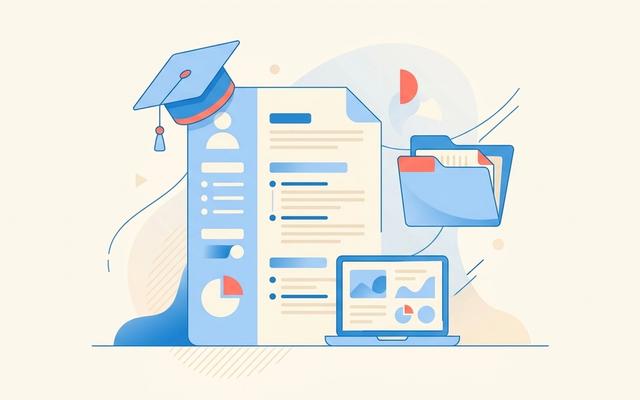 Internship resume example: resume with graduation cap and project icons