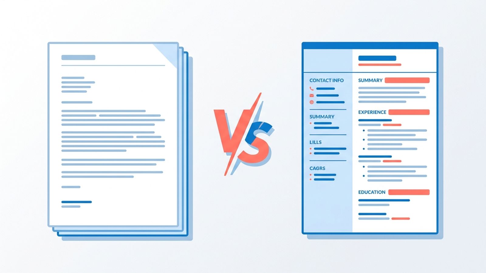 Side-by-side comparison of a cover letter document and a resume document