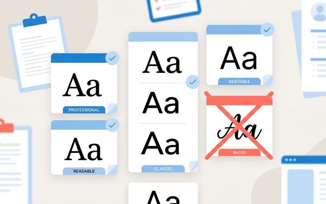 Typography comparison showing best and worst font choices for a resume