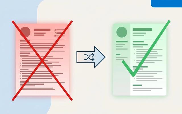 Before and after comparison of a messy resume transformed into a clean, ATS-friendly format