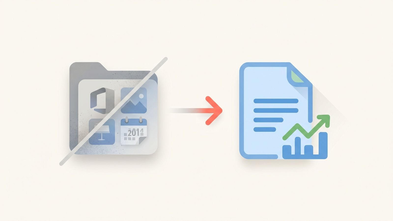 Visual contrast between an outdated office suite icon and a modern alternative, illustrating the OpenOffice to LibreOffice migration