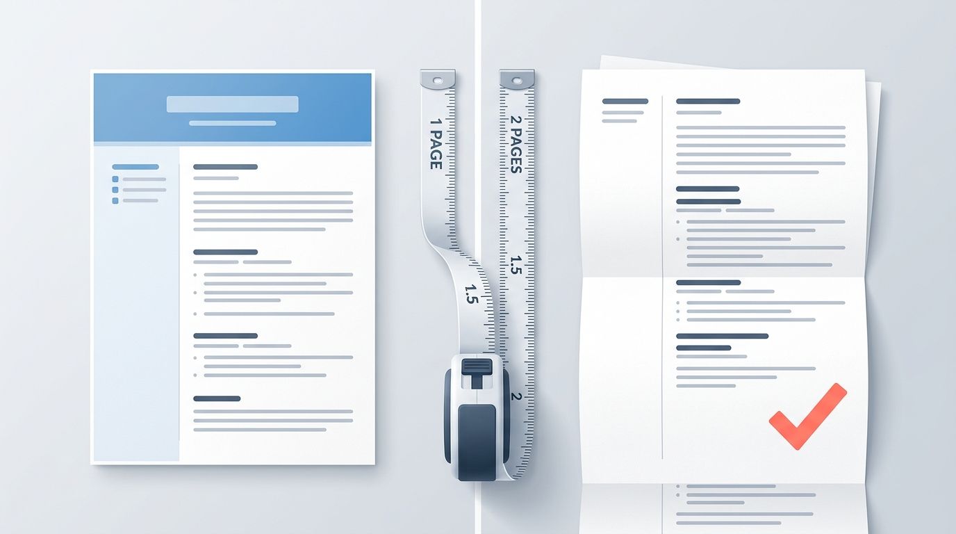 One-page versus two-page resume comparison with ruler measuring the optimal length