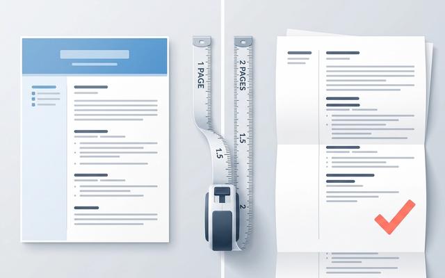 One-page versus two-page resume comparison with ruler measuring the optimal length