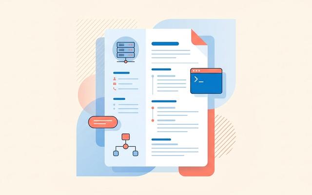 IT resume example: resume with server, terminal, and network icons
