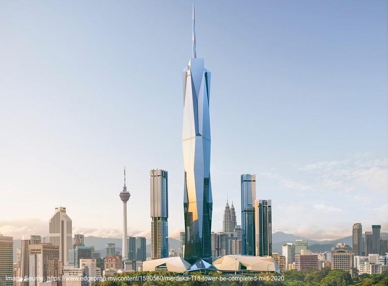 Rendering of the completed Merdeka 118 tower on the Kuala Lumpur skyline
