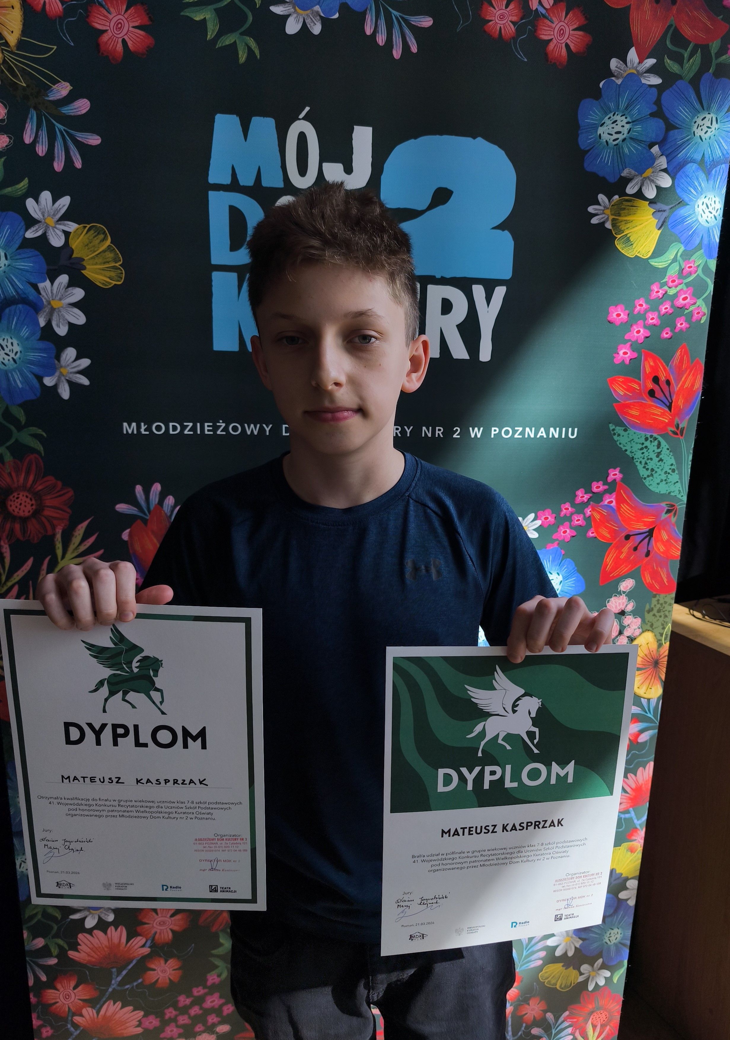 Mateusz Kasprzak w finale konkursu recytatorskiego w Poznaniu