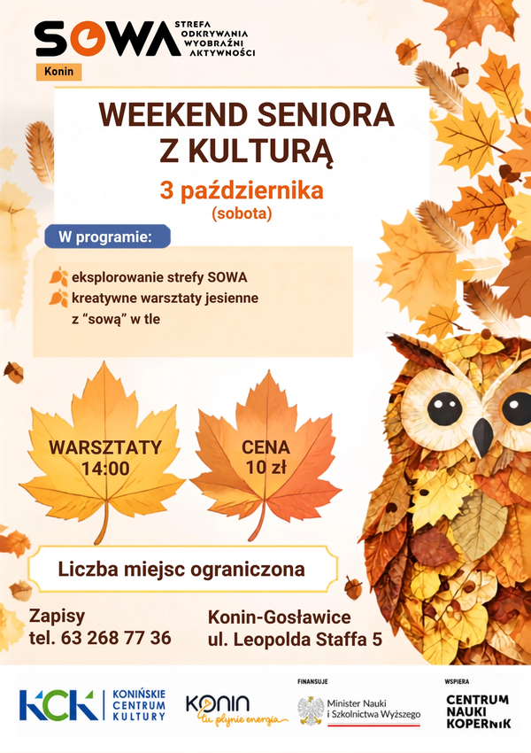 Warsztaty jesienne w SOWIE. Weekend Seniora z Kulturą