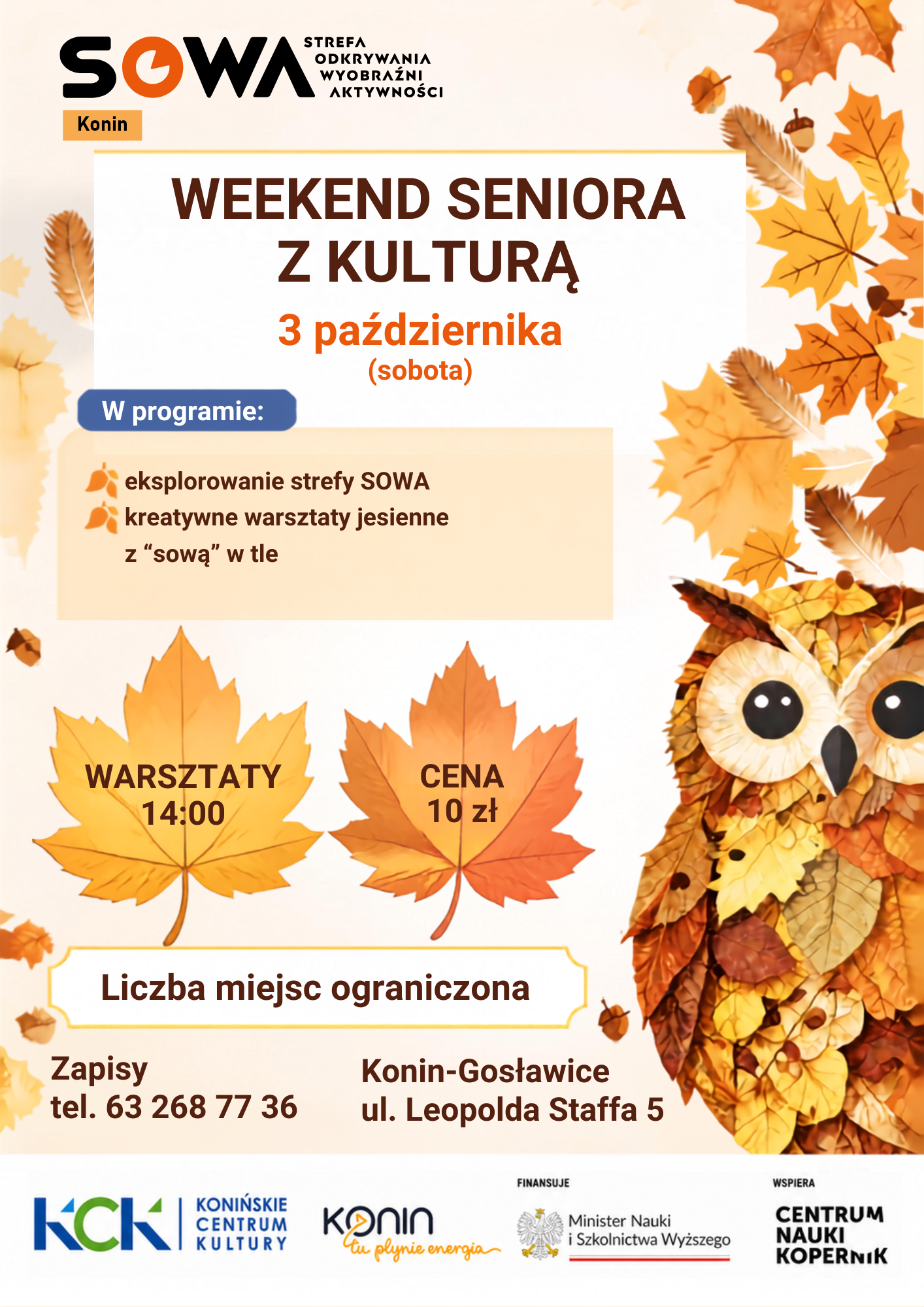 Warsztaty jesienne w SOWIE. Weekend Seniora z Kulturą