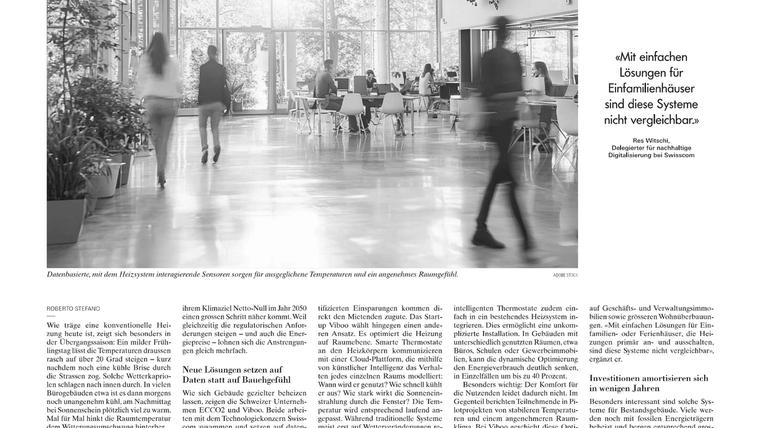 NZZ article: Intelligent heating – with reference to ECCO2 (original article in German)