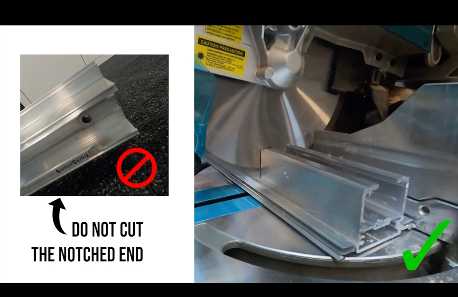 Do not cut the notched end