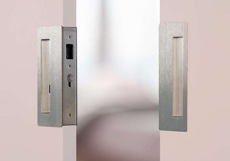 CL400 Magnetic Bi-Parting Pocket Door Handles in Satin Nickel