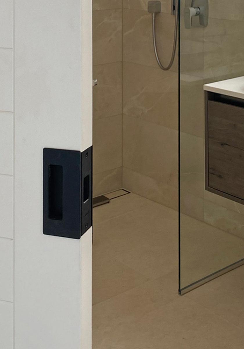 Matte Black CL200 with privacy flush pull in bathroom