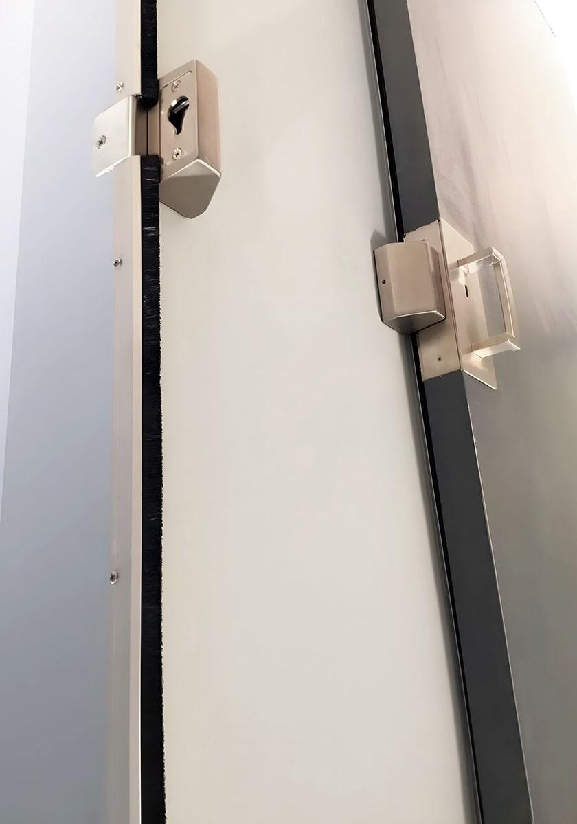 CL400 ADA Magnetic Pocket Door Handle Paired with the CS BarnDoorStrike