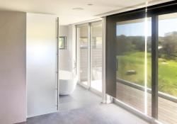 CS Frameless Glass Clamp with frameless glass door in luxury bathroom