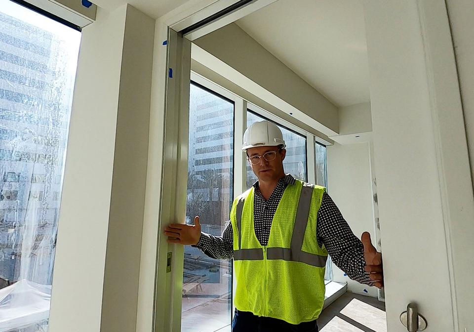 Builder showing ADA required width for door