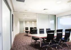 CS Full Height Ceiling Mount Track Multi in an office conference room