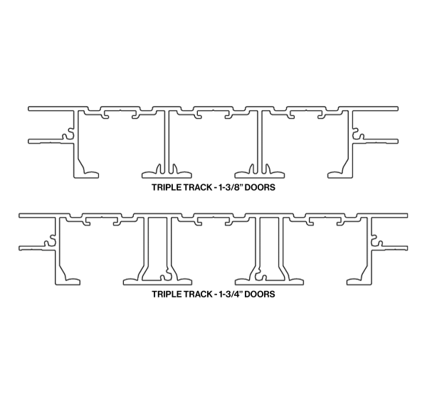 Multiple Cladding Tracks Full Height Ceiling Mount Track - Triple | CS Cavity Sliders USA